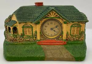 lot 37 image: Antique 1926 DeLux Clock Co. Bungalow Clock (Needs Work)
