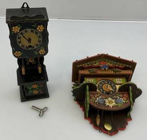lot 62 image: Vintage Ornate Miniature Wooden Clocks