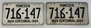 lot 75 image: Vintage 1949 Minnesota License Plates