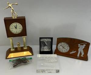 lot 94 image: Misc. Vintage Sports Themed Clocks & More