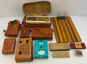lot 120 image: Misc. Vintage Items Including Leather Transistor Radio Pouches & More