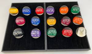lot 131 image: E. Parrillo Co. Hobbit Style Clear Pool Ball Set In Original Box