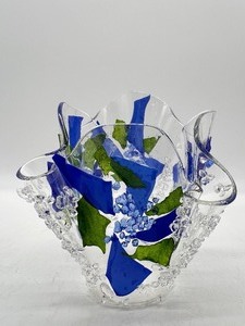 lot 24 image: EVERGREEN GLASSWORKS Fused Glass Vase
