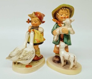 lot 135 image: Pair of Vintage Hummel Figurines - Goose Girl & Shepherds Boy