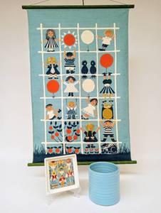 lot 146 image: European Danish Tapestry with Vintage Frankoma Ceramic Vase & Norwegian Tray