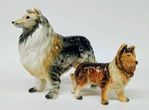 lot 156 image: Pair of Porcelain Collie Dog Figurines - Japan