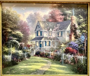 lot 31 image: Framed Victorian Garden II By THOMAS KINKADE #4783950 SN Canvas with COA