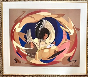 lot 34 image: OSCAR HOWE Signed Framed Print Artwork Legend of DOUBLE WOMAN Numbered 1421000 with Paperwork