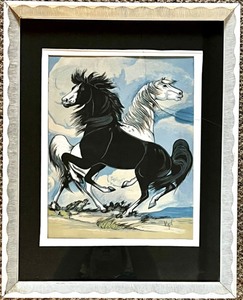 lot 35 image: Western Artwork including Framed Horses by FRANK VIGIL and Framed Print THE EMERGENCE by ADEE DODGE 57