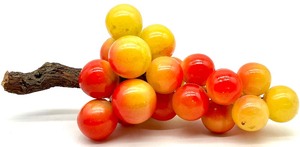 lot 37 image: Vintage MCM Stained Alabaster Grapes with Wooden Stem