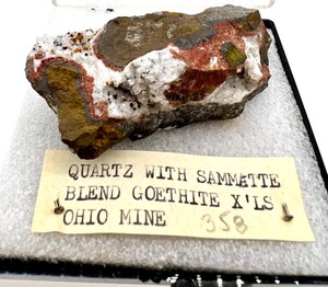 lot 61 image: Natural QUARTZ with SAMMETTE Blend GOETHITE Rock in Case from an OHIO Mine