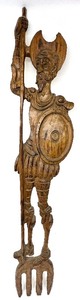 lot 72 image: Vintage Decorative DON QUIXOTE SANCHO PANZA Hand Carved Fork and Spoon
