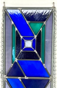 lot 74 image: 1995 CORRIE ART GLASS Stained Glass Panel Hanging Art