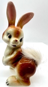 lot 66 image: Vintage NAPCO Ceramic Skunk and Bunny with Fur - JAPAN