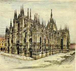 lot 76 image: Artist Signed Framed Artwork of DUOMO Di MILANO