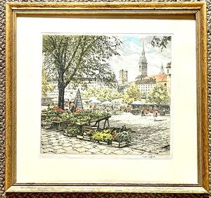 lot 77 image: Artist Signed Framed Print on Silk 
