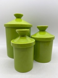 lot 79 image: Lime Green Ceramic Canister Set