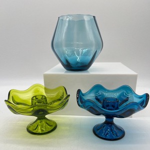 lot 118 image: Mid Century Vintage VIKING GLASS Candle Holders and EMPOLI Glass
