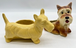 lot 219 image: Pair of Vintage Scottie Dog Ceramic Planters