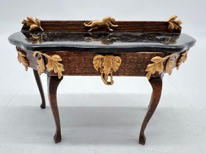 lot 222 image: Artisan Dollhouse Miniature - Entry Table with Gold Accents