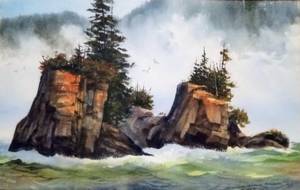 lot 122 image: Vintage Framed Painting of Lake Superior Signed by Howard Sivertson