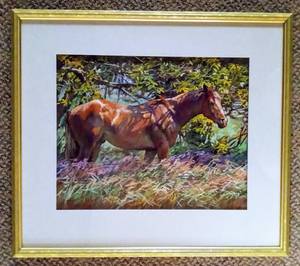 lot 125 image: Vintage Framed Pastel on Paper Art Sundappled App by SHEILA RIEMAN