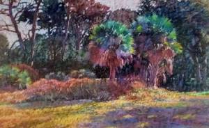 lot 127 image: Vintage Framed Pastel on Paper Florida Morning by SHEILA RIEMAN