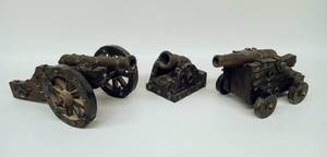 lot 186 image: Trio of Vintage Wood and Metal Cannons