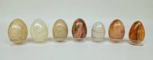 lot 195 image: Set of Seven Vintage Polished Natural ONYX Stone Eggs
