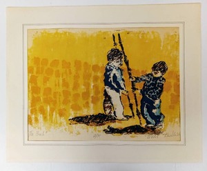 lot 209 image: Vintage Signed Beach Artwork