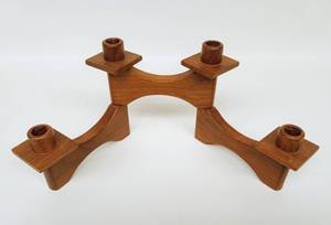 lot 245 image: Vintage MCM Teak Positionable Candle Holder