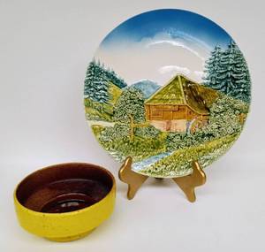 lot 249 image: Decorative Pairing of Vintage West Germany Platter and Germany Planter