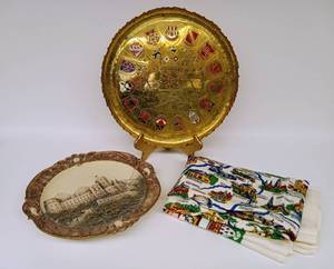 lot 259 image: Vintage German Platter, Tablecloth and HEIDELBERG-SCHLOSS Plate