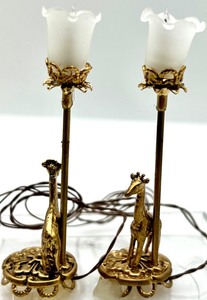 lot 234 image: Vintage Artisan Dollhouse - Pair of Giraffe Lamps