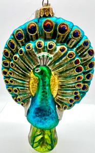 lot 283 image: Vintage German And Poland Made Glass Peacock Ornaments with Original Tags