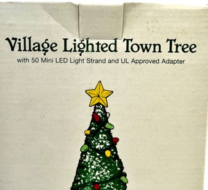 lot 285 image: Vintage DEPARTMENT 56 VILLAGE LIGHTED TOWN TREE with 50 Mini LED Light Strand