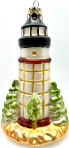 lot 292 image: Vintage Glass Sailboat & Lighthouse Ornaments