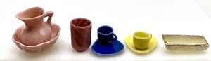 lot 313 image: Vintage Artisan Dollhouse Miniature - Dishware by BARBARA SCHUCKMAN Handcrafted Miniatures 1978