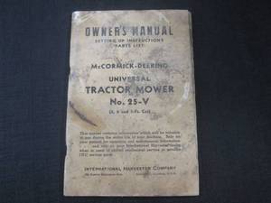 lot 57 image: (FS) International McCormick-Deering 25-V Universal Tractor Mower Owners Manual - Pages (92)