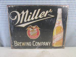 lot 84 image: (EC1) Miller Brewing Company Tin Sign - 16 x 12 12 - New In Wrap
