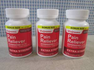 lot 87 image: (EC1) 3 Bottles 125 Caplets Extra Strength Pain Reliever