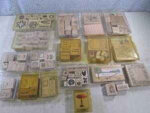 lot 221 image: (D-3) Large Assortment of Wood Mounted Rubber Crafting Stamps - I counted 94 Stamps