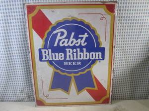 lot 239 image: (FS) Pabst Blue Ribbon Beer Tin Sign - 16 x 12 12 - New In Wrap