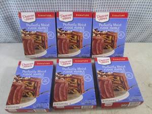 lot 297 image: (B-1) 6 Boxes Duncan Hines Perfectly Moist Fudge Marble Cake Mix Best by April 2024