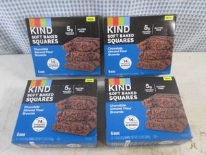 lot 298 image: (B-1) 4 Boxes Kind Chocolate Almond Flour Brownie Soft Baked Squares Best by Feb 2024