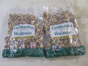 lot 321 image: (B-2) 2 Pounds of California Shelled Walnuts 2 - 1 Pound Bags Best by Aug 2024