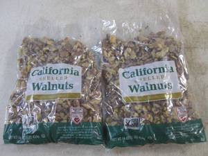 lot 324 image: (B-2) 2 Pounds of California Shelled Walnuts 2 - 1 Pound Bags Best by Aug 2024