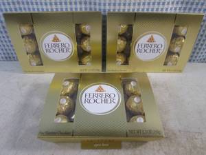 lot 327 image: (B-3) 3 Packs of Ferrero Rocher Fine Hazelnut Chocolates 5.3oz 12 per Pack Best by March 2024
