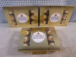 lot 328 image: (B-3) 3 Packs of Ferrero Rocher Fine Hazelnut Chocolates 5.3oz 12 per Pack Best by March 2024