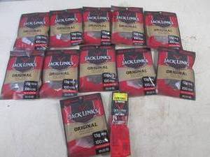lot 341 image: (B-2) 11 Small Bags Jack Links Original Beef Jerky and 1 Other Past Date